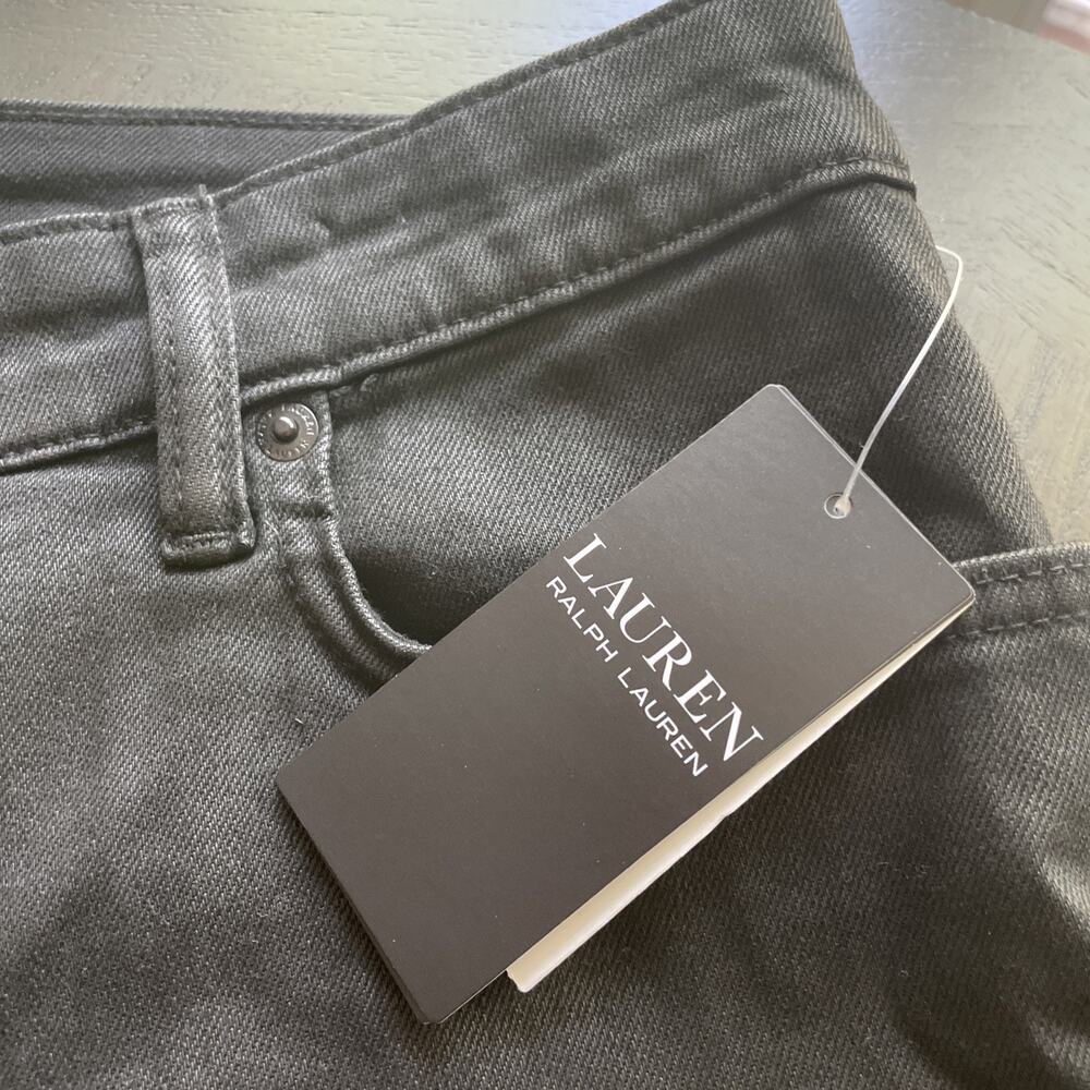 Lauren Ralph Lauren Black Super Stretch High Rise Skinny Ankle Jeans Size 16 New